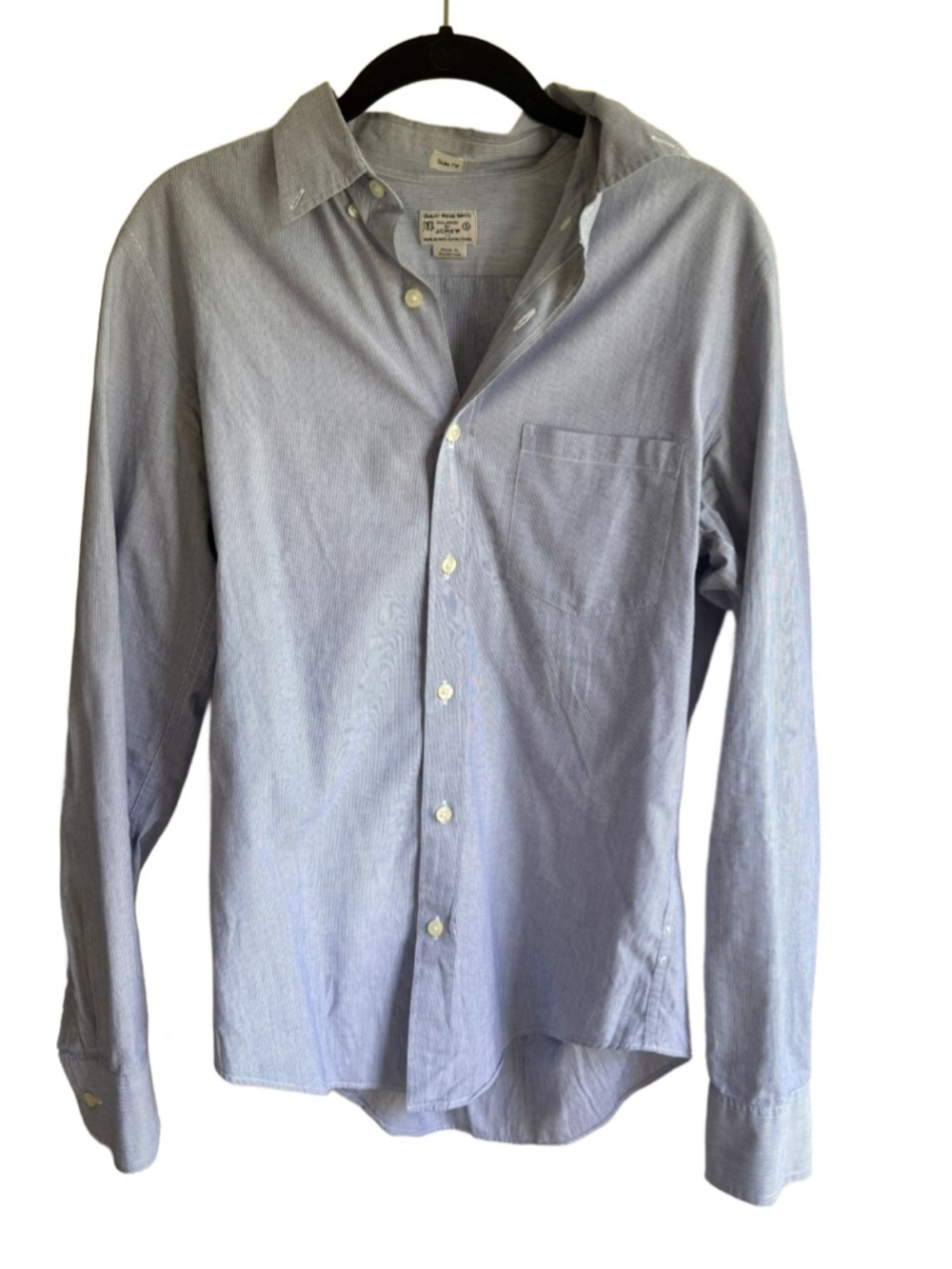 J. Crew Light Blue Stripe Men's Button-Down Oxford Shirt, Slim Fit